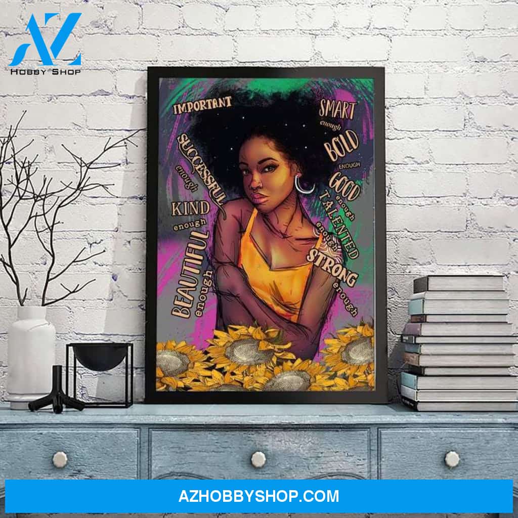 Sunflower African American Woman Canvas And Poster, Wall Decor Visual Art