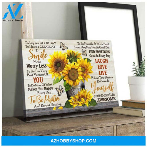Sunflower And Butterfly Canvas - Hanging Art For Living Room