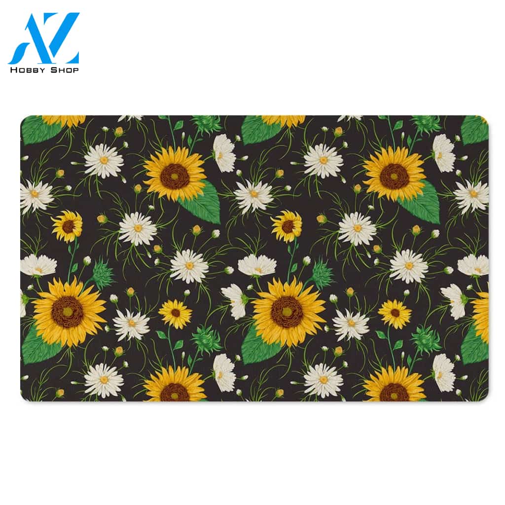 Sunflower And Chamomile Door Mat