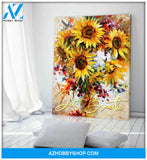 Top #1 Sunflower And Hummingbird Just Breathe Canvas Wall Art, Wall Decor Visual Art