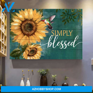 Sunflower and hummingbird - Simply blessed - Jesus Landscape Canvas Prints - Wall Art