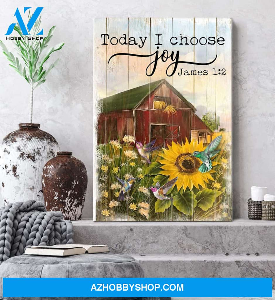 Sunflower and hummingbirds - Today I choose joy - Jesus Portrait Canvas Prints - Wall Art