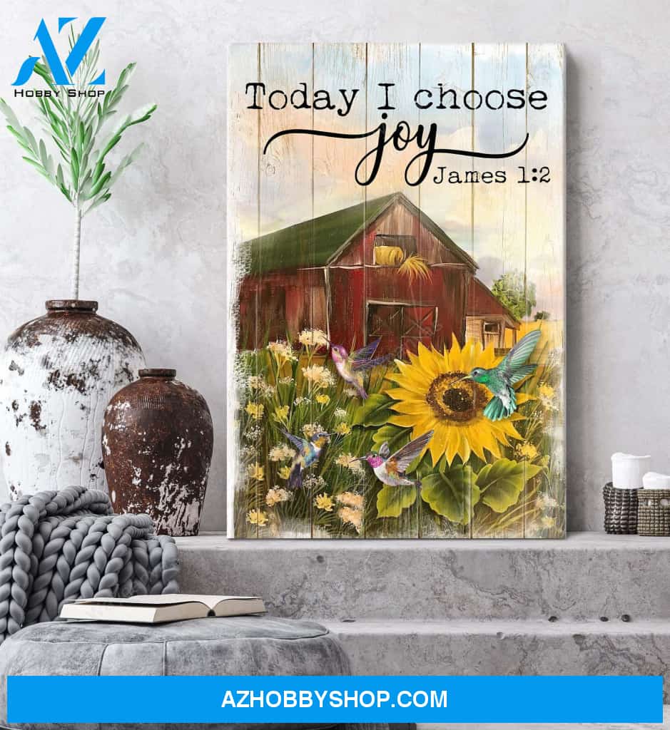 Sunflower and hummingbirds - Today I choose joy - Jesus Portrait Canvas Prints - Wall Art