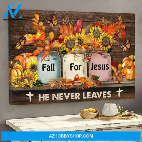 Sunflower and Maple - Fall for Jesus He never leaves - Jesus Landscape Canvas Print