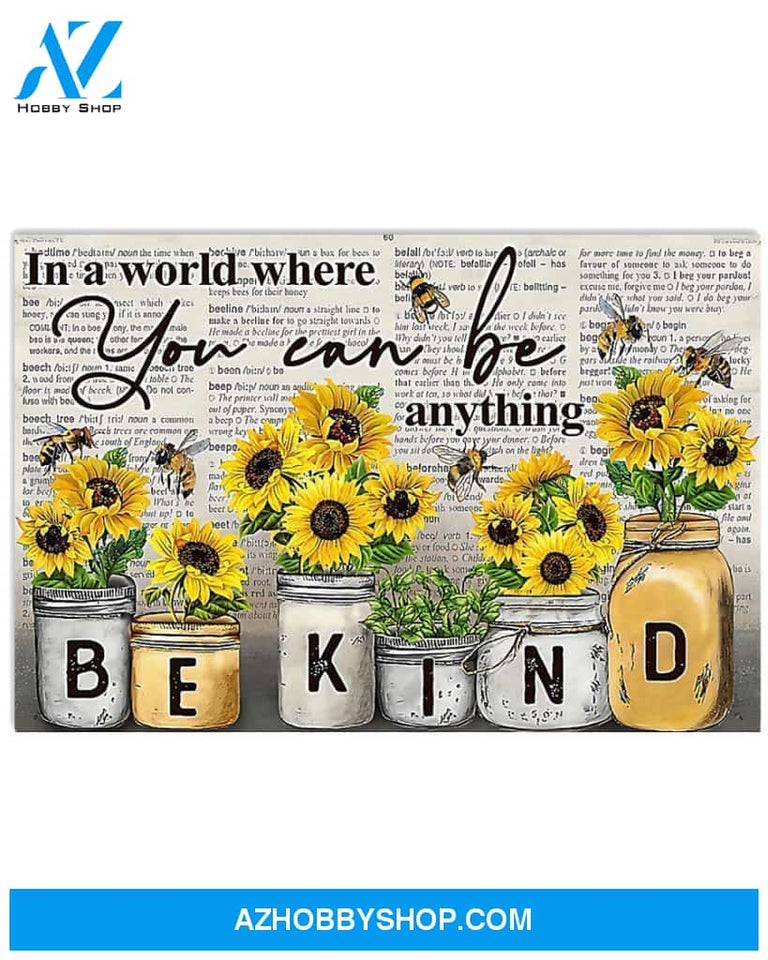 Sunflower Be Kind Canvas Prints, Wall Decor Visual Art