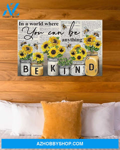 Sunflower Be Kind Canvas Prints, Wall Decor Visual Art
