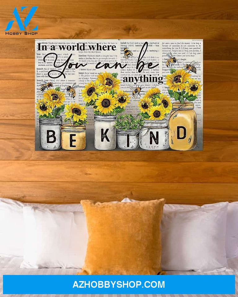 Sunflower Be Kind Canvas Prints, Wall Decor Visual Art