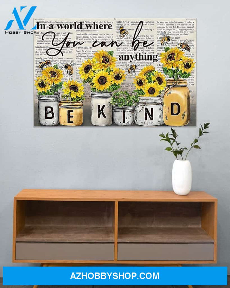 Sunflower Be Kind Canvas Prints, Wall Decor Visual Art