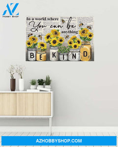 Sunflower Be Kind Canvas Prints, Wall Decor Visual Art