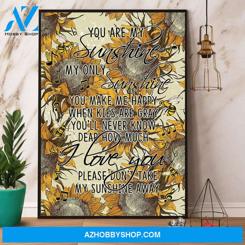 Sunflower Bee Music You Are My Sunshine Canvas And Poster, Wall Decor Visual Art