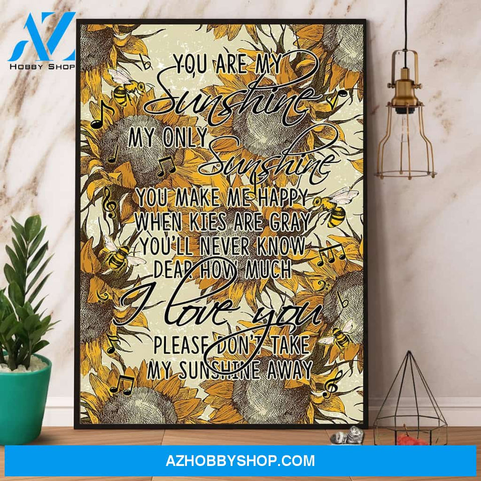 Sunflower Bee Music You Are My Sunshine Canvas And Poster, Wall Decor Visual Art