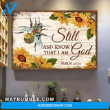 Sunflower - Bee still and know that I am God Landscape Canvas Prints, Wall Art