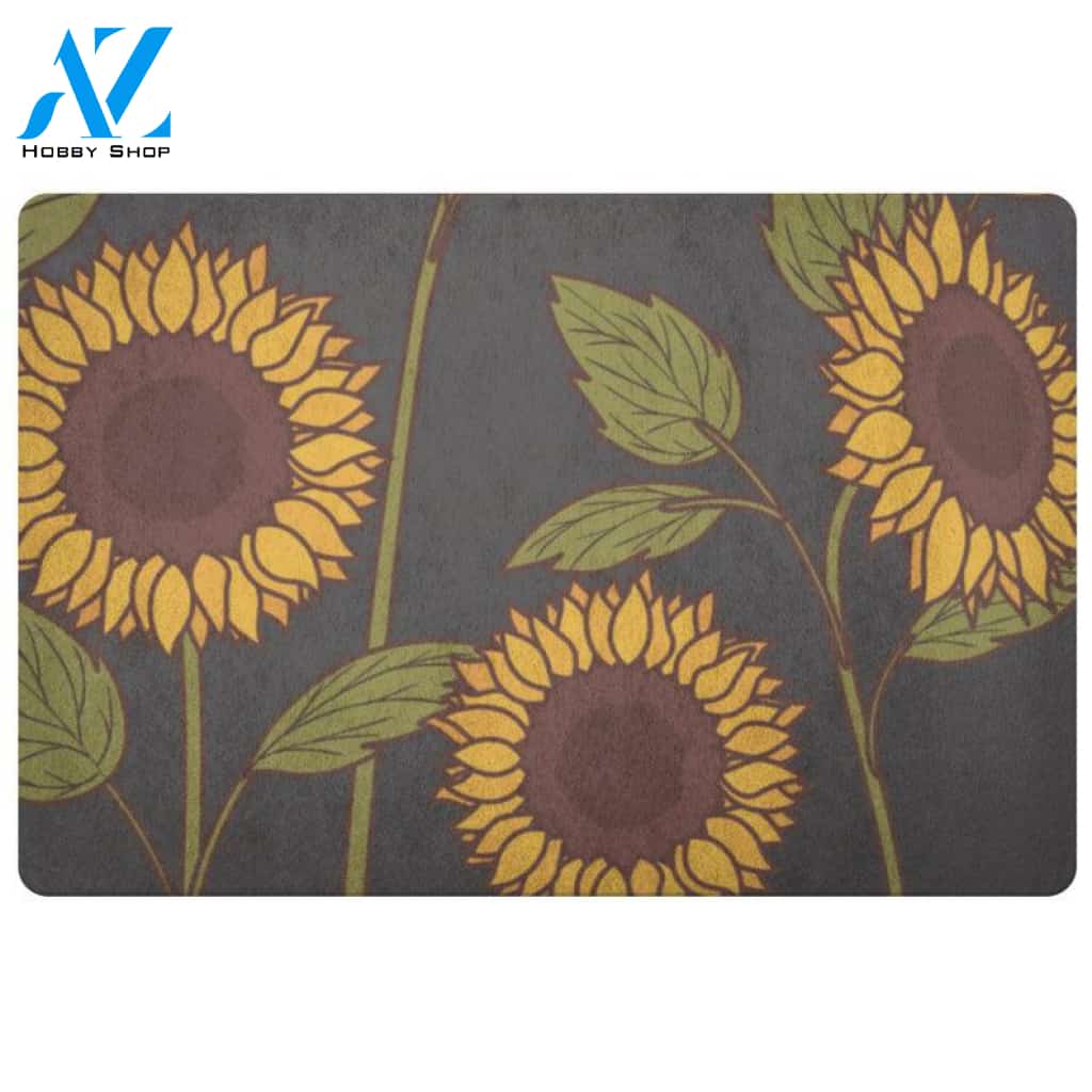 Sunflower Black Background Flower Doormat Indoor And Outdoor Mat Entrance Rug Sweet Home Decor Closing Gift Gift For Friend Family Birthday Floral Lovers Gift Idea