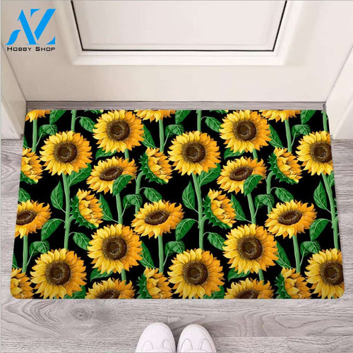 Sunflower Black Print Door Mat