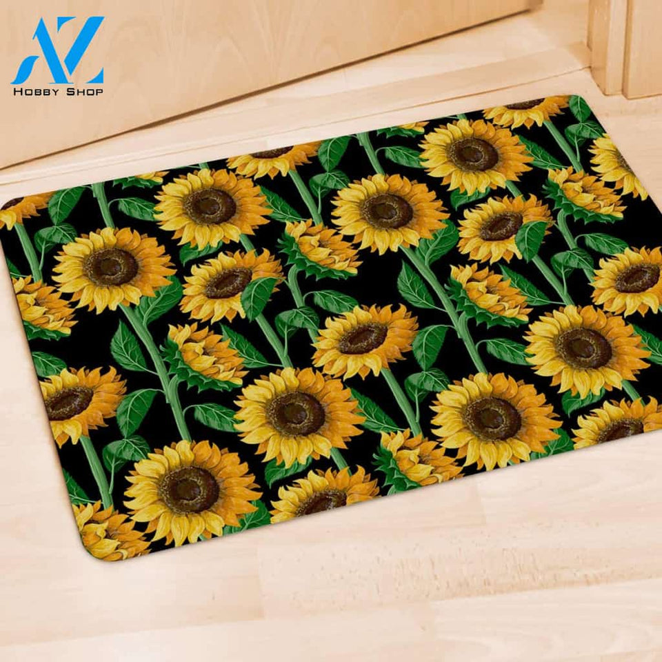 Sunflower Black Print Door Mat