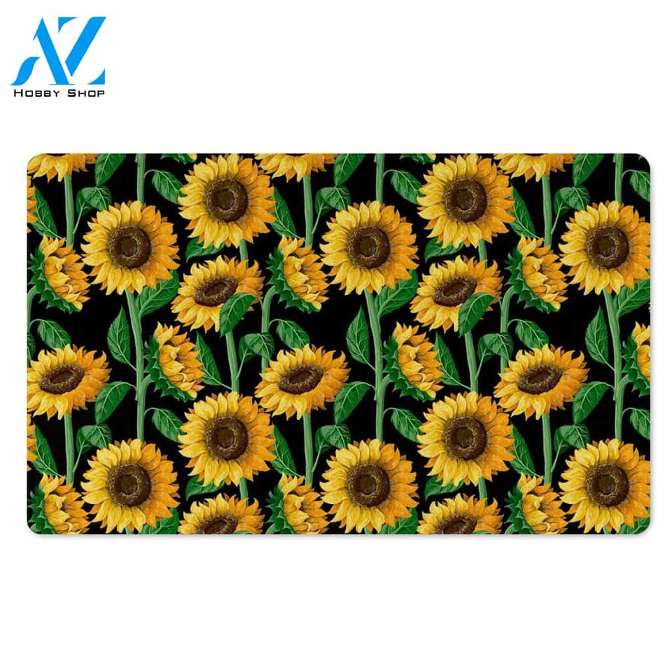 Sunflower Black Print Door Mat