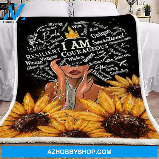Sunflower Blanket, Black Women 2 Fleece Blanket