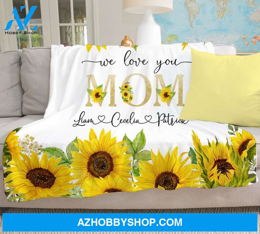 Sunflower Blanket For Mom, Sunflower Mother'S Day Blanket, Family Blanket