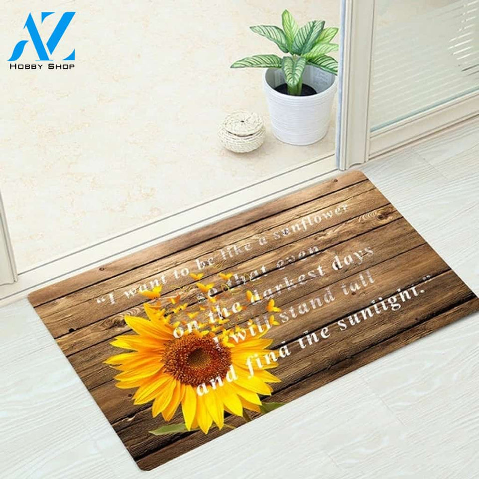 Sunflower Butterfly and Wood Plank Area Rug Doormat Welcome Mat House Warming Gift Home Decor Gift for Butterfly Lovers Funny Doormat Gift Idea