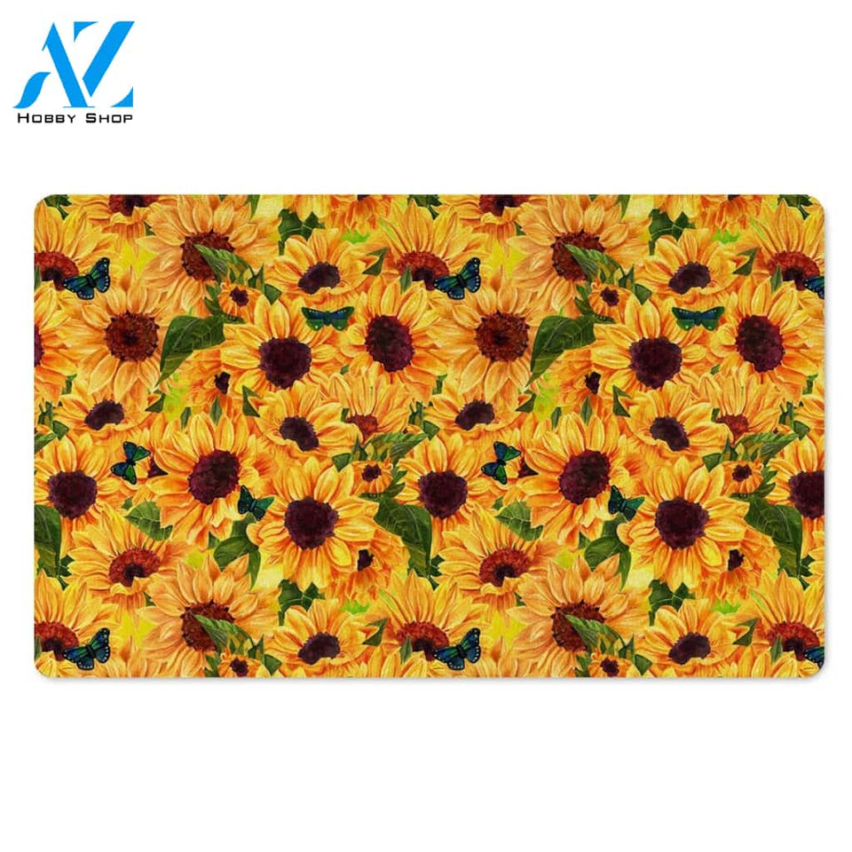 Sunflower Butterfly Door Mat