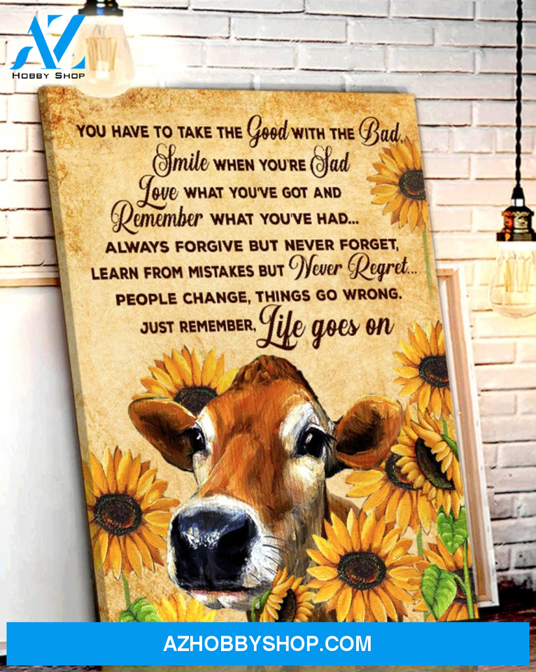 Sunflower Cow Premium Canvas Wall Art, Wall Decor Visual Art