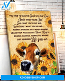 Sunflower Cow Premium Canvas Wall Art, Wall Decor Visual Art