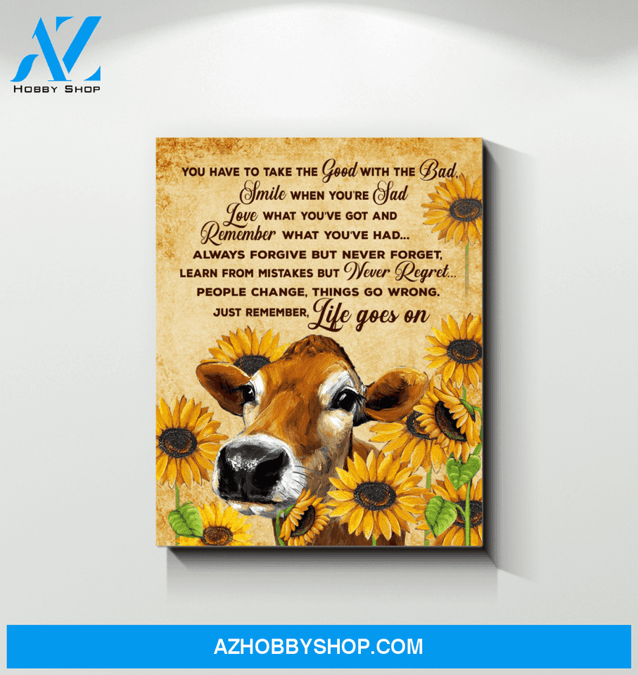 Sunflower Cow Premium Canvas Wall Art, Wall Decor Visual Art