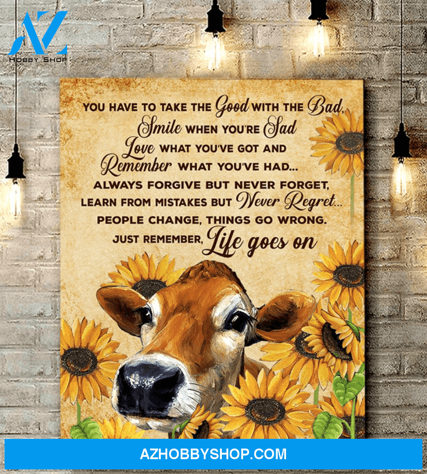 Sunflower Cow Premium Canvas Wall Art, Wall Decor Visual Art