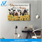 Sunflower Cow Premium Canvas Wall Art, Wall Decor Visual Art - Today Only Happens Once Make It Amazing Premium Canvas
