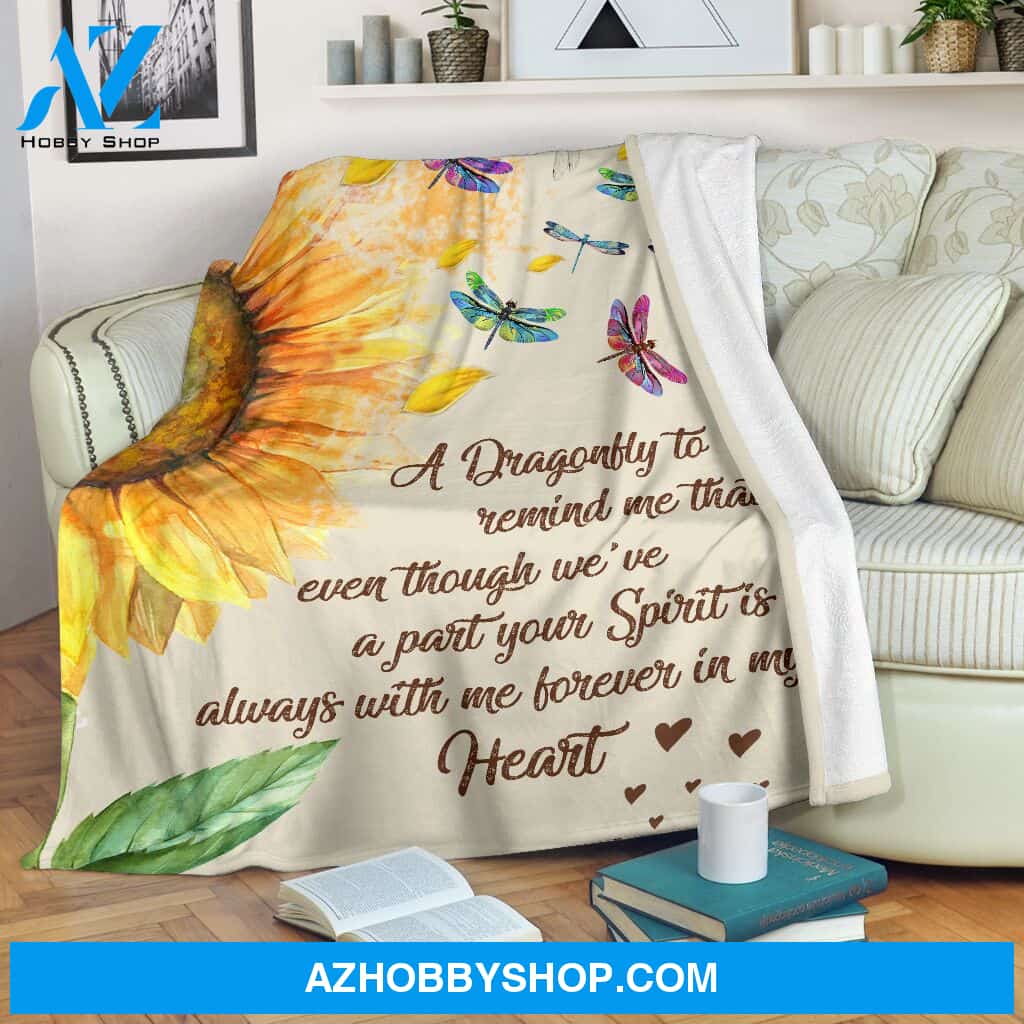Sunflower Dragonfly In My Heart Blanket Gift For Dragonfly Lovers Birthday Gift Home Decor Bedding Couch Sofa Soft and Comfy Cozy
