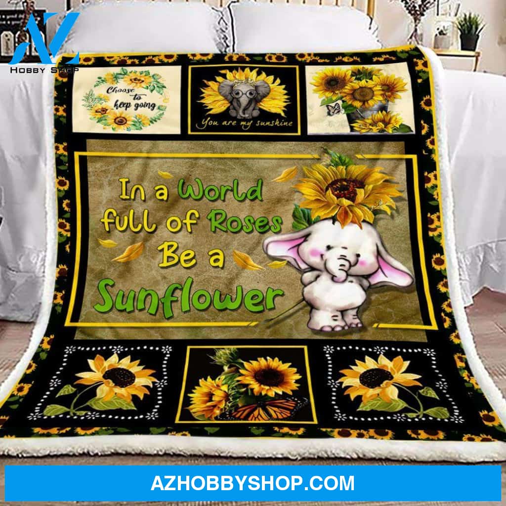 Sunflower Elephant Fleece Blanket