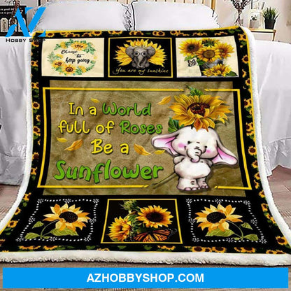 Sunflower Elephant Fleece Blanket