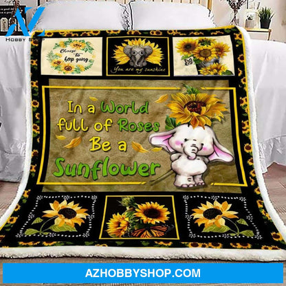 Sunflower Elephant Fleece Blanket