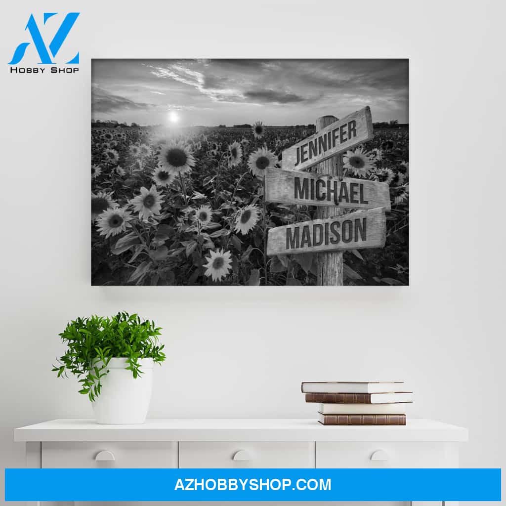 Sunflower Field Multi-Names Premium Canvas