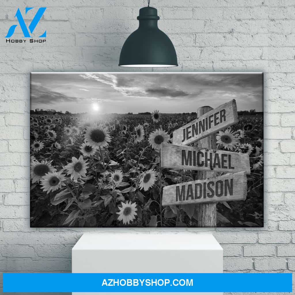 Sunflower Field Multi-Names Premium Canvas