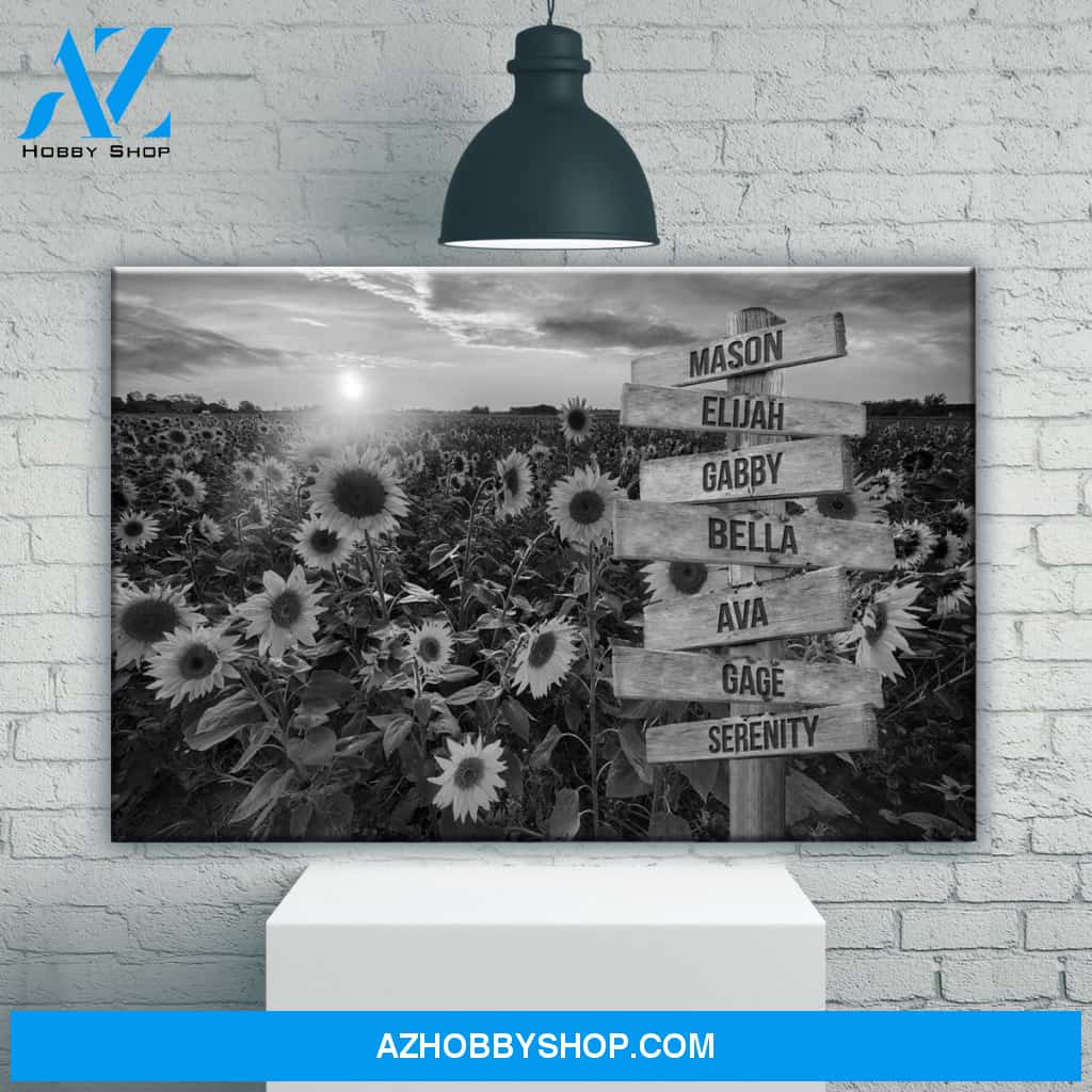 Sunflower Field Multi-Names Premium Canvas