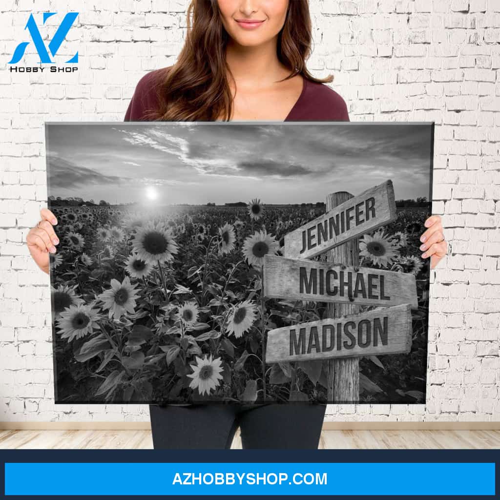 Sunflower Field Multi-Names Premium Canvas