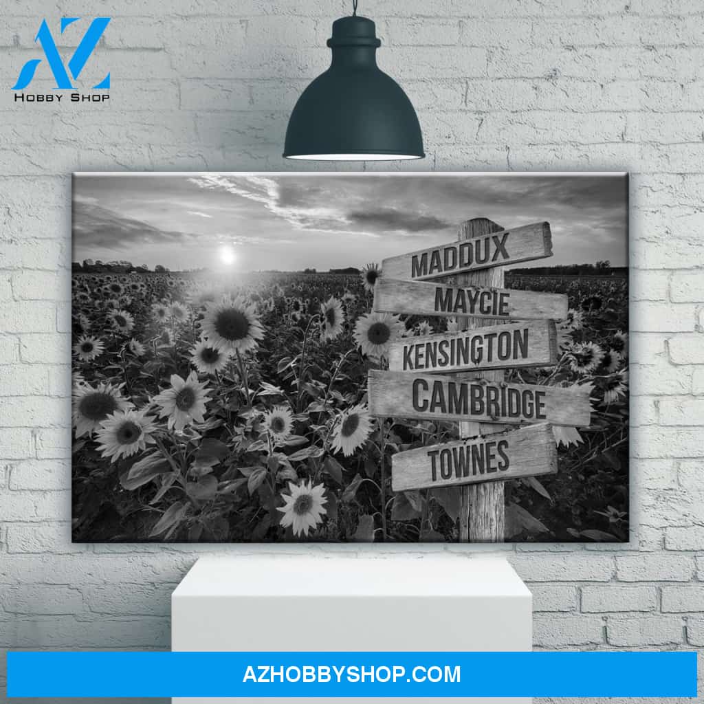 Sunflower Field Multi-Names Premium Canvas