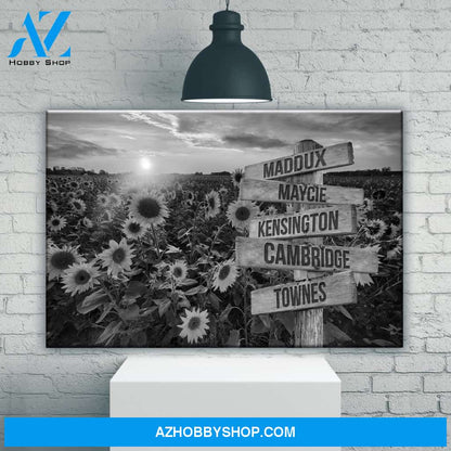 Sunflower Field Multi-Names Premium Canvas