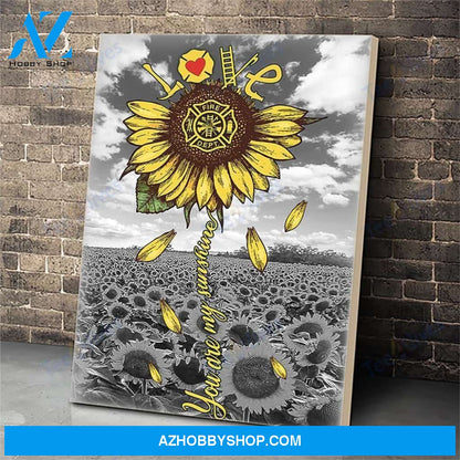 Sunflower Firefighter Canvas Print Wall Art - Matte Canvas