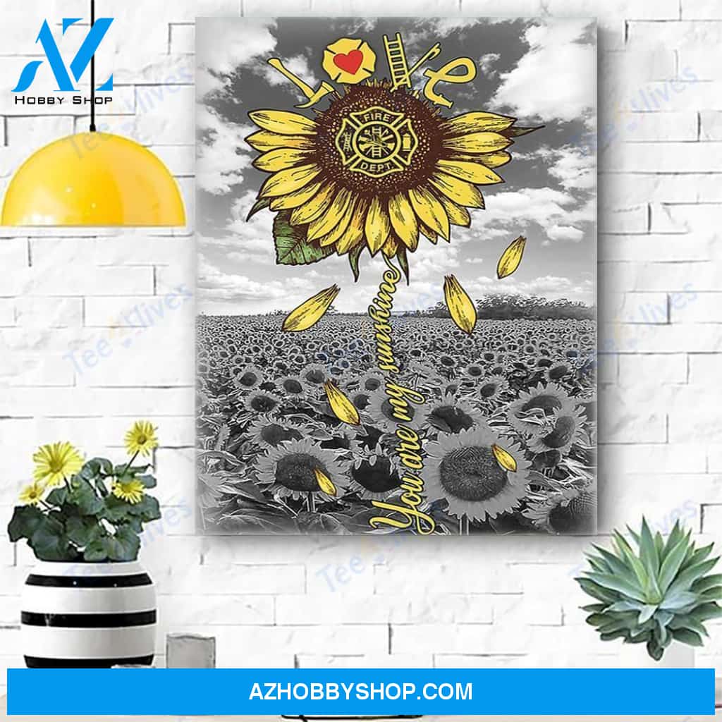 Sunflower Firefighter Canvas Print Wall Art - Matte Canvas