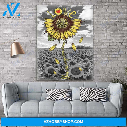 Sunflower Firefighter Canvas Print Wall Art - Matte Canvas