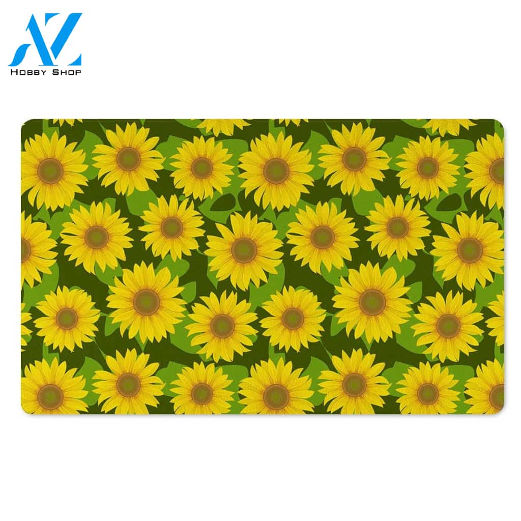 Sunflower Flower Print Door Mat
