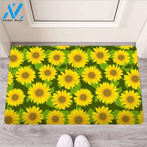 Sunflower Flower Print Door Mat