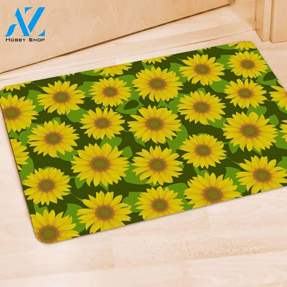 Sunflower Flower Print Door Mat