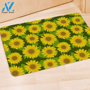 Sunflower Flower Print Door Mat