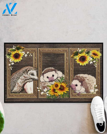 Sunflower Frame - Hedgehog Funny Doormat Gift For Hedgehog lovers Birthday Gift Home Decor Warm House Gift Welcome Mat