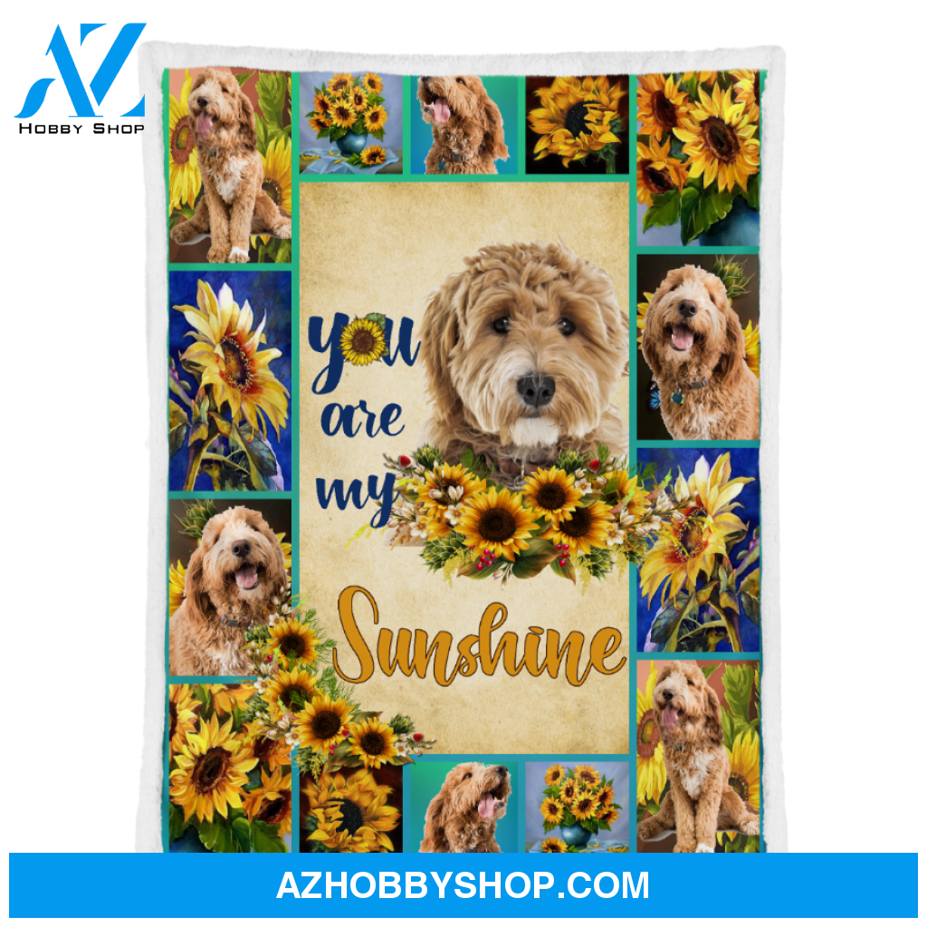 Sunflower Goldendoodle You Are My Sunshine Blanket Gift For Dog Lovers Birthday Gift Home Decor Bedding Couch Sofa Soft and Comfy Cozy
