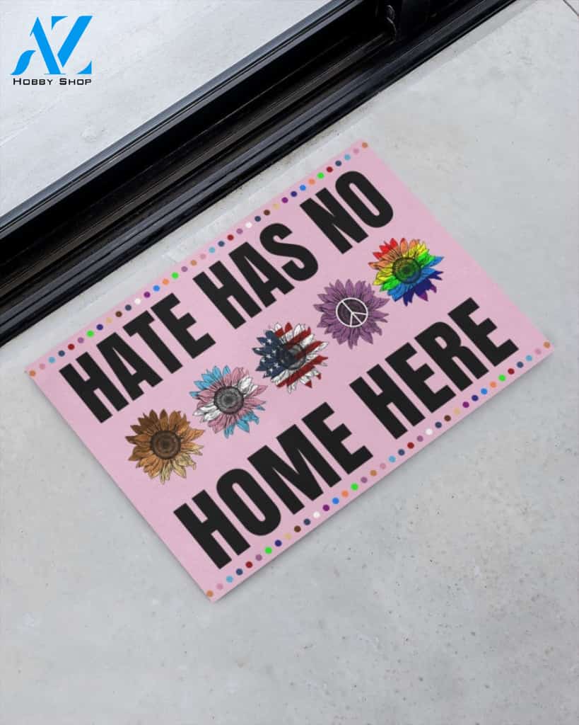 Sunflower Hate Has No Home Here Equality Indoor And Outdoor Doormat Gift For Friend Fanily Birthday Gift Decor Warm House Gift Welcome Mat