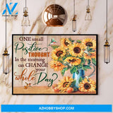 Sunflower Hummingbird One Small Positive Thought Canvas And Poster, Wall Decor Visual Art